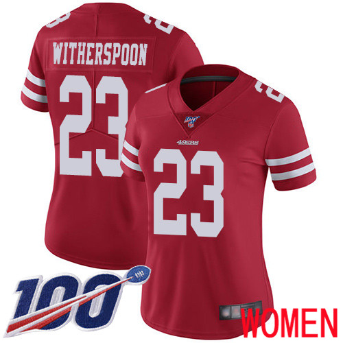 San Francisco 49ers Limited Red Women Ahkello Witherspoon Home NFL Jersey 23 100th
